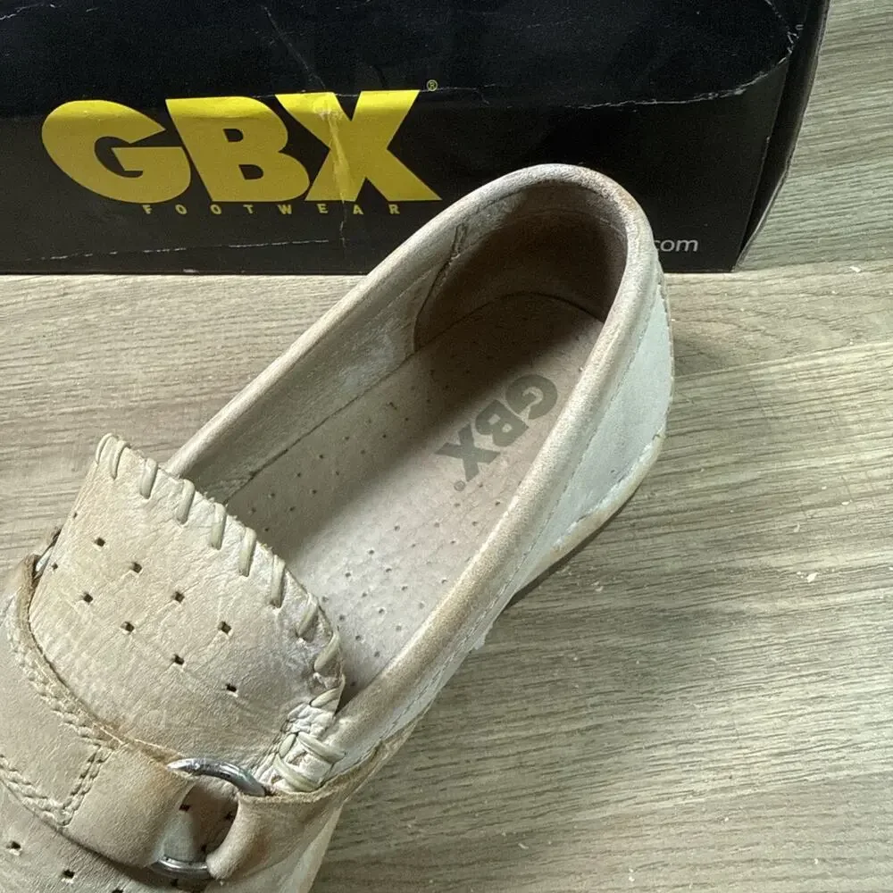 GBX Beije Leather Upper Slip On Beige Loafers Men's Shoes Size 12M